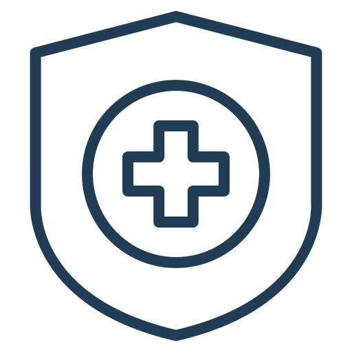 Health shield icon with a medical cross at center, symbolizing protection or insurance